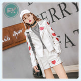 G. SKY New Leather Clothing Tops Leather Jacket Sequin Patch Decoration